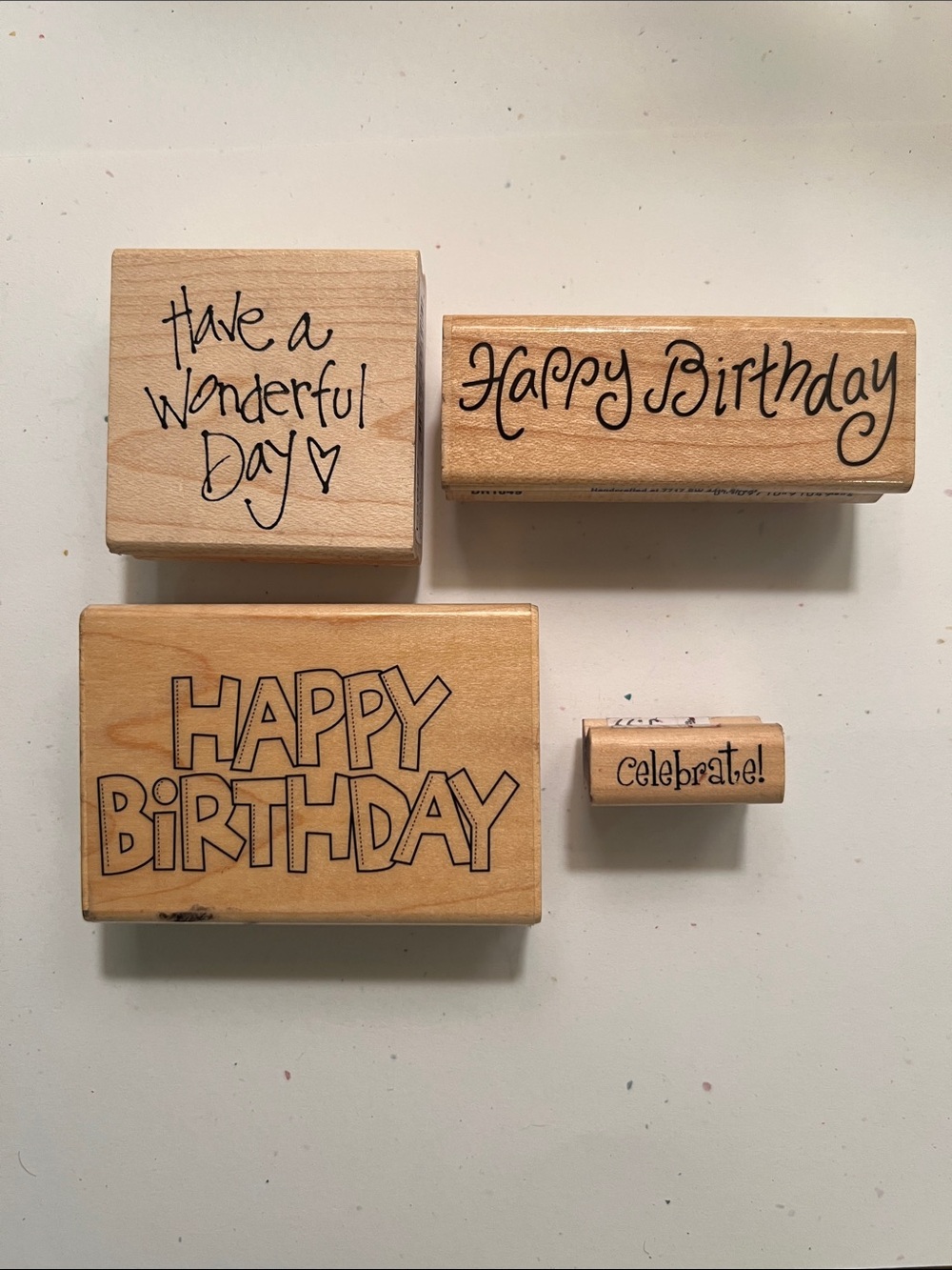 Hobby Lobby Wood Stamp Bundle(4) Happy Birthday and Celebration